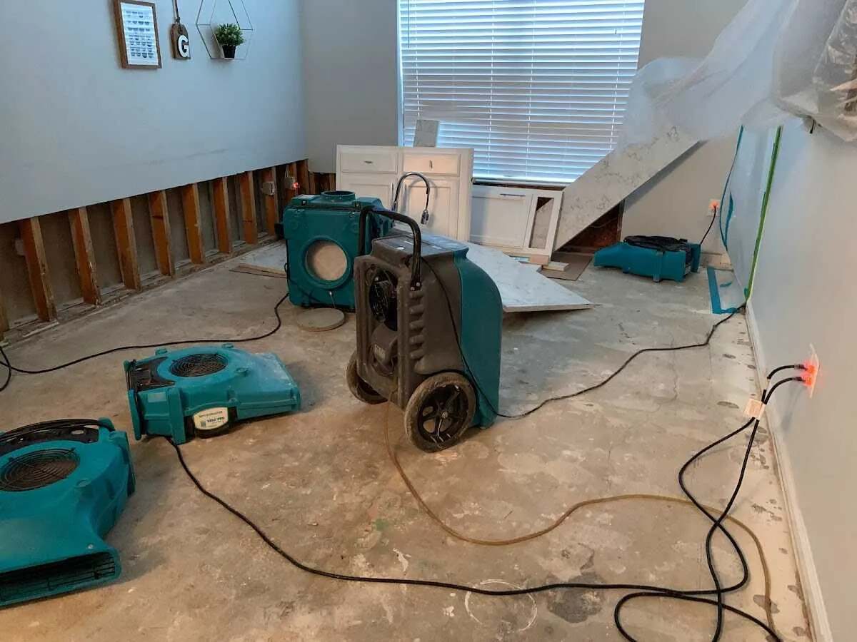 Dehumidifier in flood-cut room for Water Damage Restoration in Rancho Santa Margarita